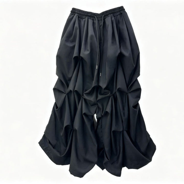 Japanese High-waist Loose Pleated Wide-leg Cropped Skirt-pants