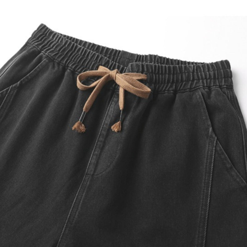 Heavyweight Loose Washed Denim Cargo Jogger Pants