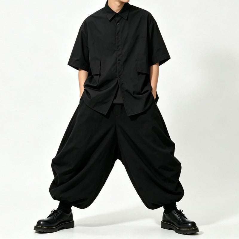 Japanese High-waist Drawstring Loose Lantern Pants