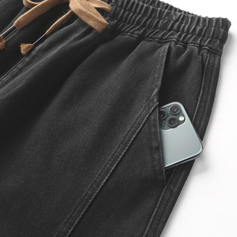 Heavyweight Loose Washed Denim Cargo Jogger Pants
