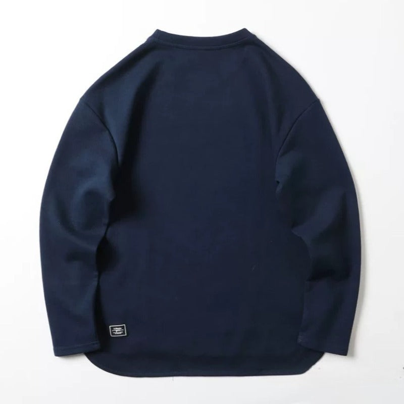 320g Heavyweight Curved Hem Side Slit Loose Fit Crew Neck Casual Long Sleeve Tee