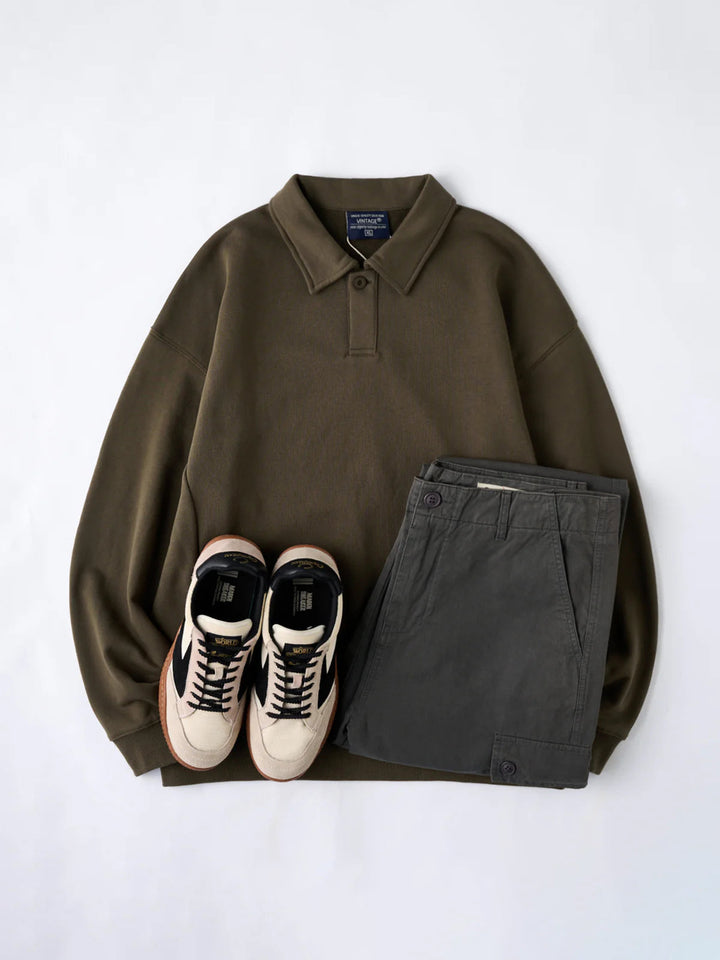 400g Heavyweight One-Button Polo-Collar Sweatshirt