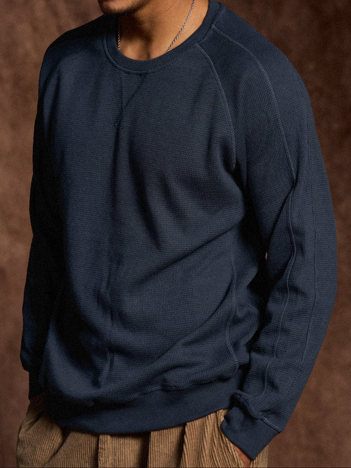 380g Waffle Knit Raglan Pullover Sweatshirt