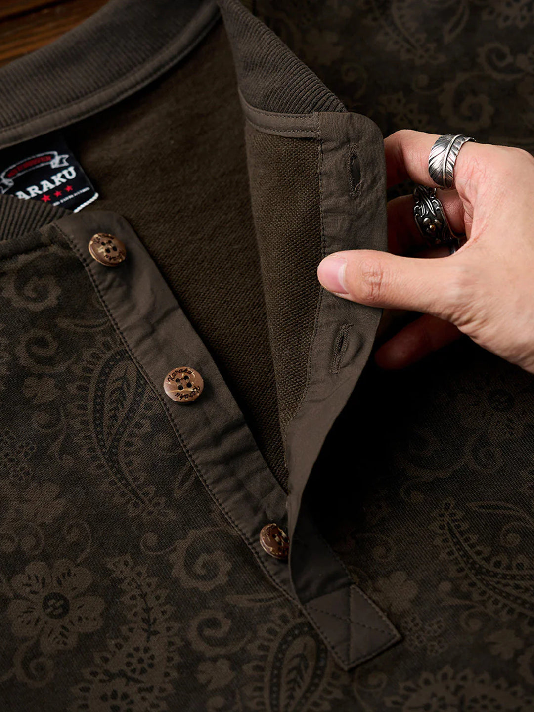 Washed Paisley All-Over Half-Button Sweatshirt