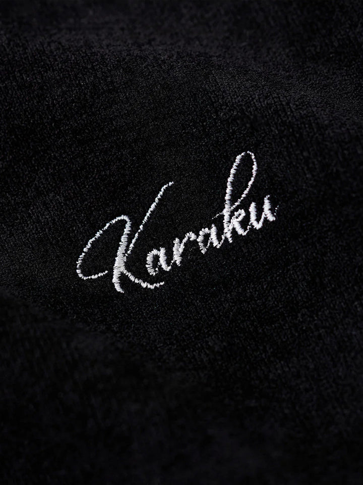 Henley Neck Fleece Sweatshirt with “KaraKu” Embroidery (Double-Sided Brushed)
