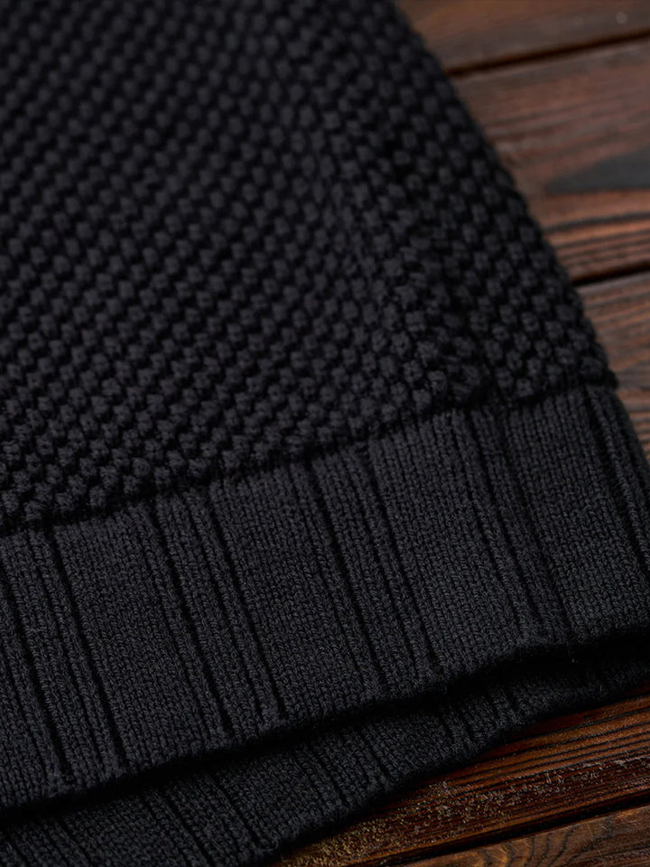 Colorblock Turtleneck Pineapple Knit Sweater with Leather Tag