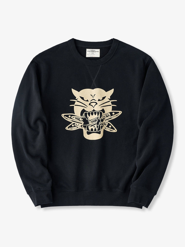 Military Style Shuttle Bomber Leopard American Vintage Crewneck Sweatshirt