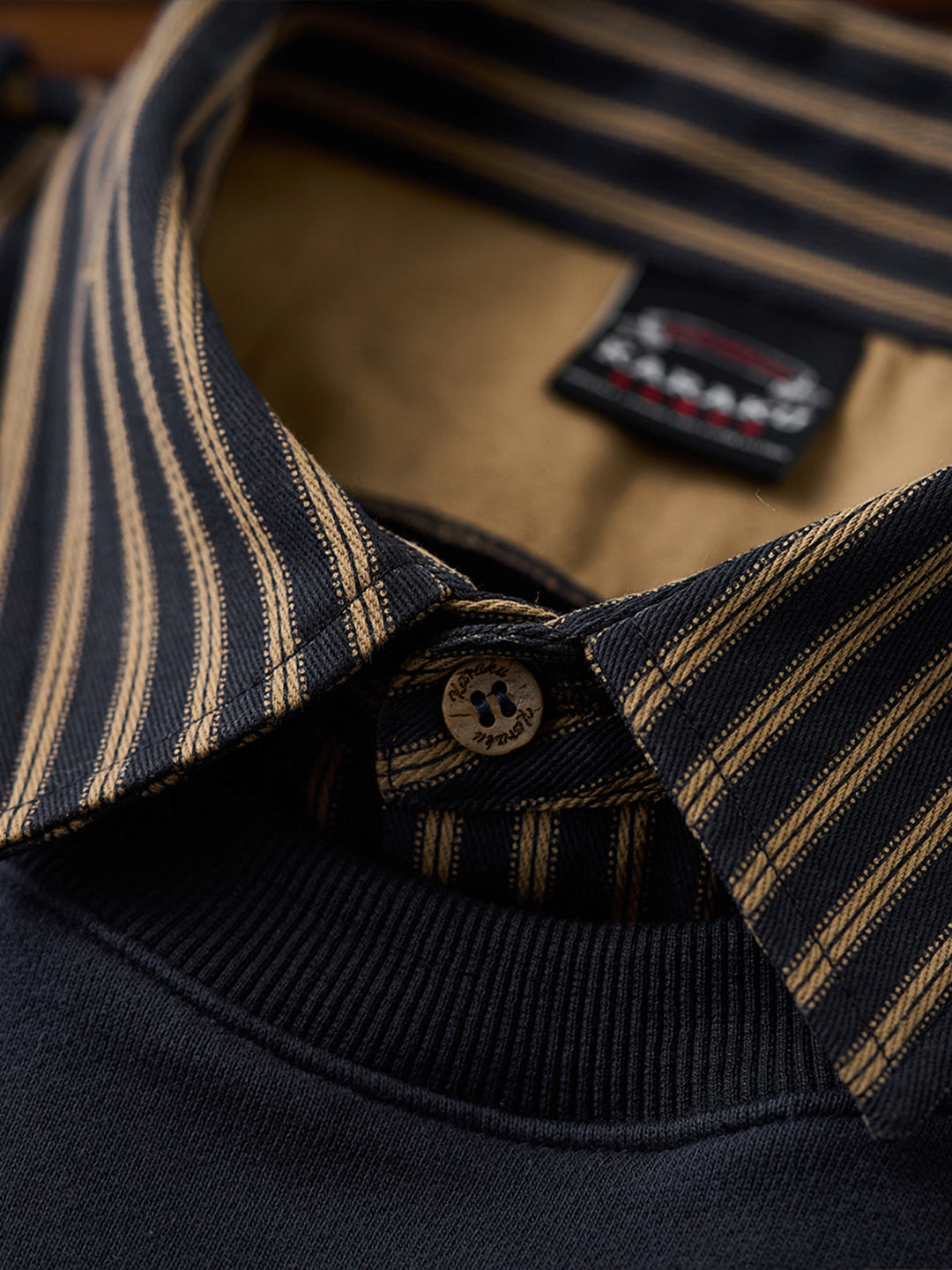 Faux-Layered Stripe Shirt &amp; Embroidered Crewneck Sweatshirt