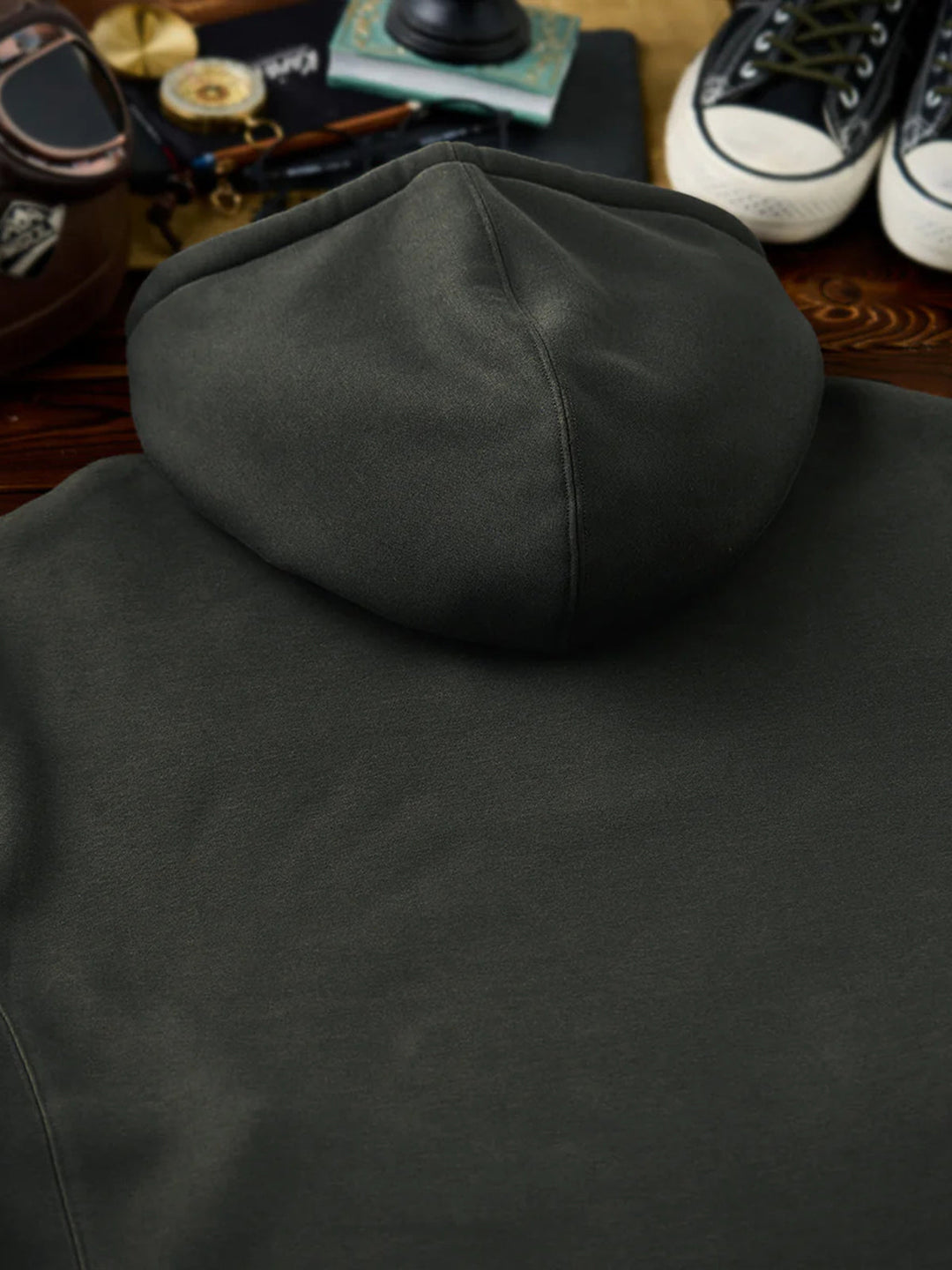 “STAY TRUE” Embroidered Patch Fleece-Lined Utility Hoodie