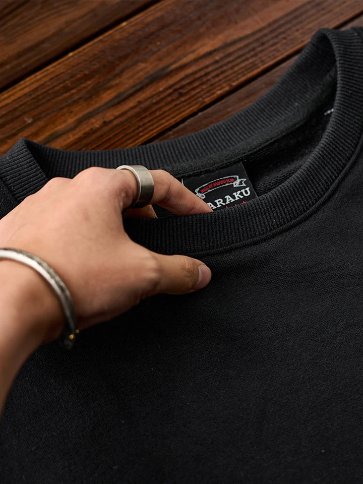 “Scratching Cat” Sashiko Embroidered Sweatshirt