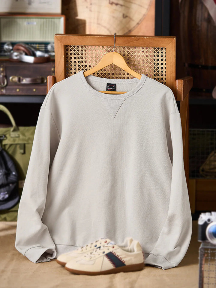 "Skeleton-Visible Cat" Print Back-Pile Cotton V-Gusset Sweatshirt