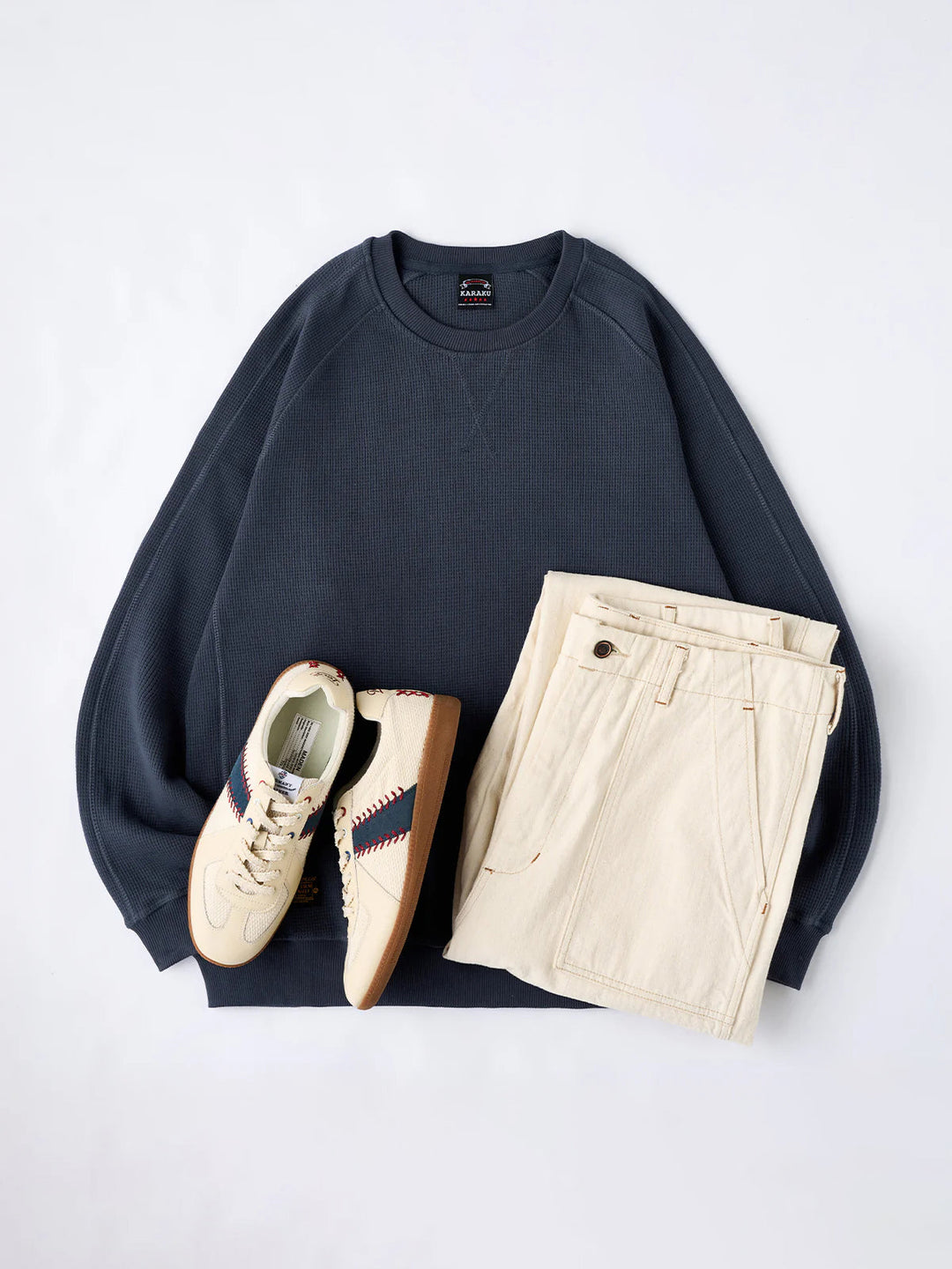380g Waffle Knit Raglan Pullover Sweatshirt