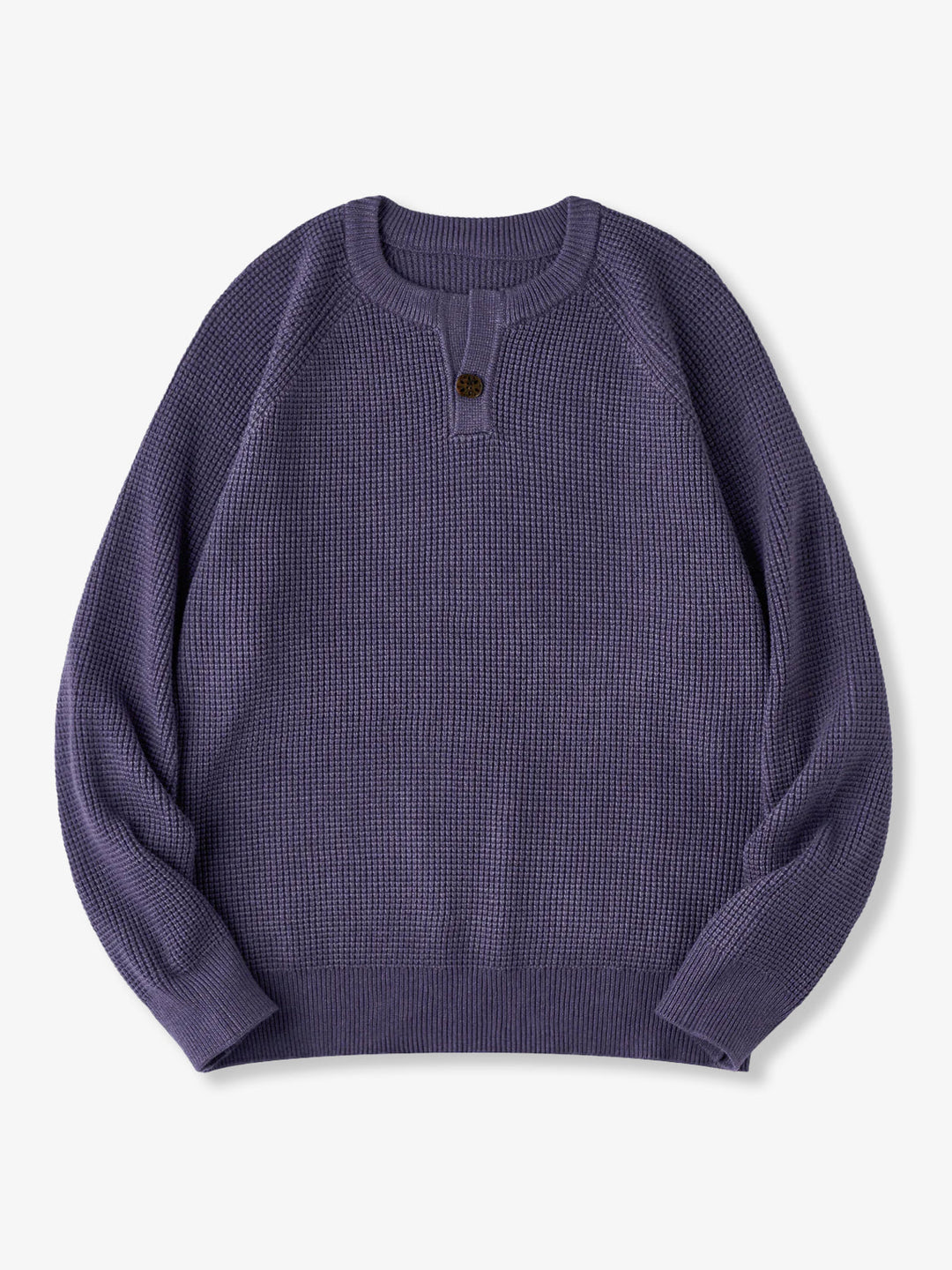 Heavyweight Mini-Waffle Henley Knit Sweater