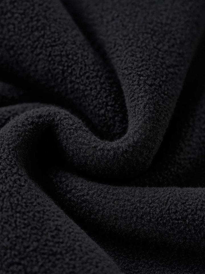 Knit-Contrast Double-Sided Brushed Fleece Hoodie