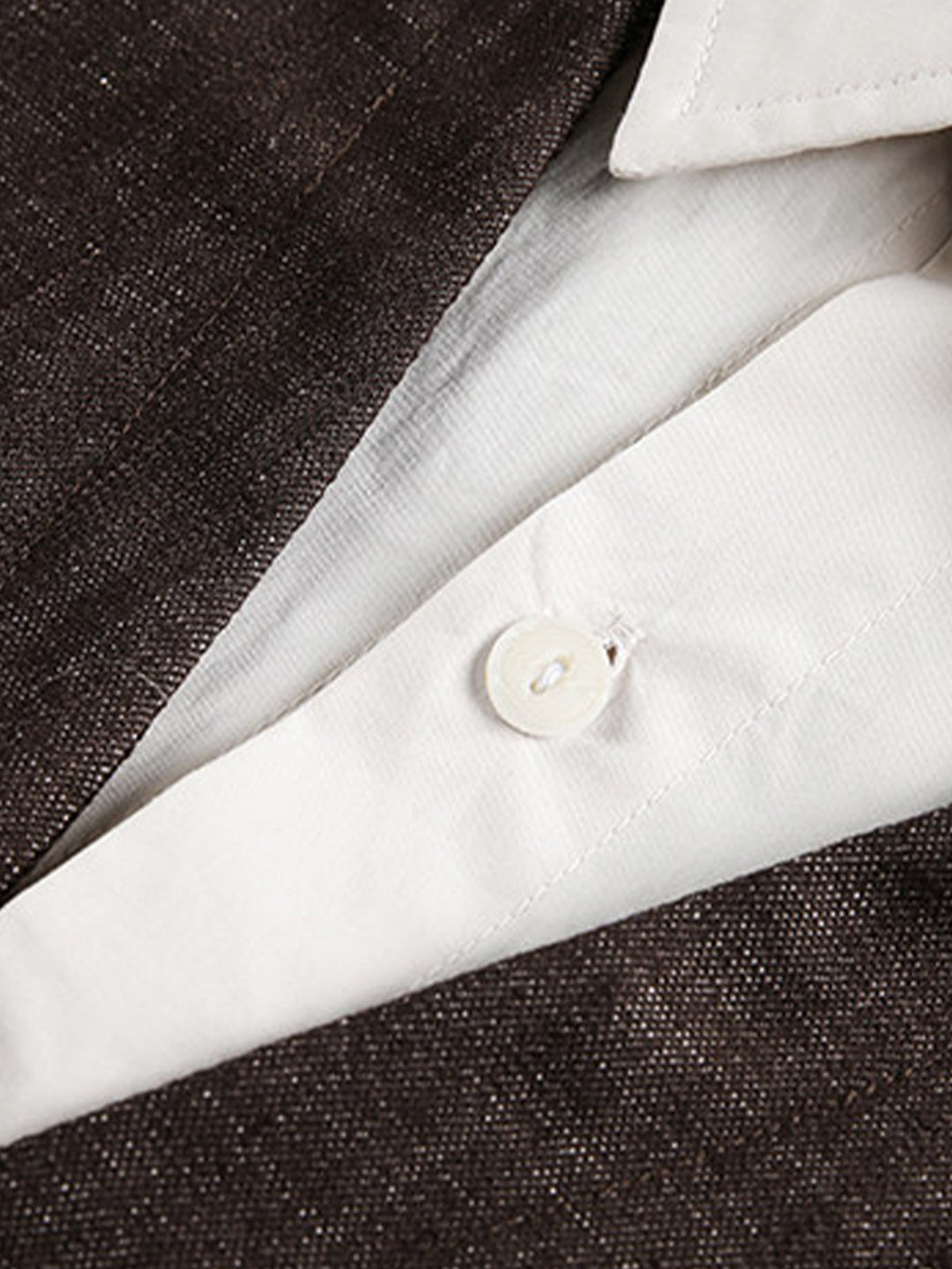 White Shirt snd V-Neck Sweatshirt Pullover with Faux Layered Design