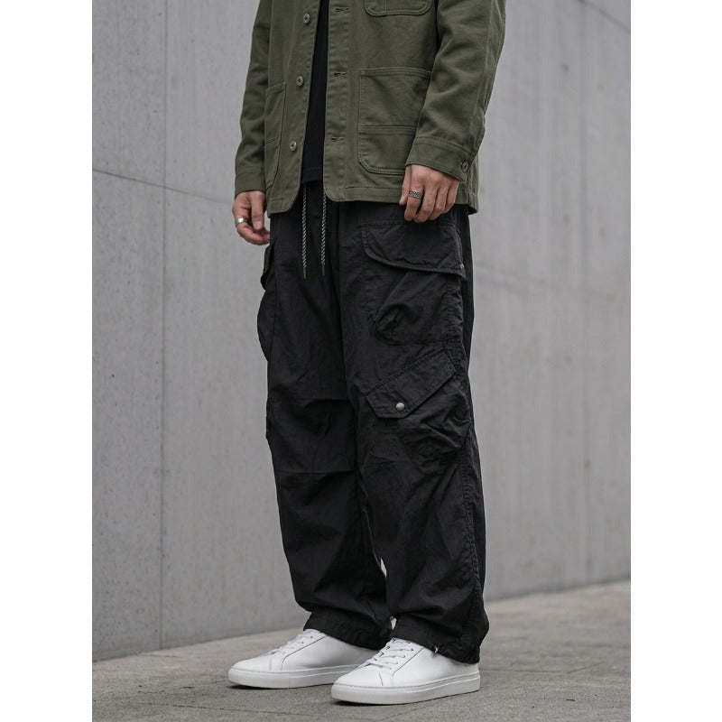 Japanese Loose Multi-pocket Straight-leg Cuffed Cargo Pants