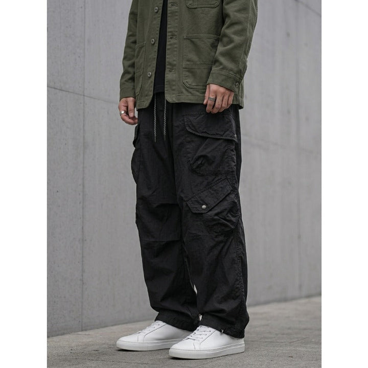 Japanese Loose Multi-pocket Straight-leg Cuffed Cargo Pants