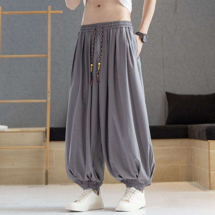 Loose Draped Ankle Tied Casual Harem Pants