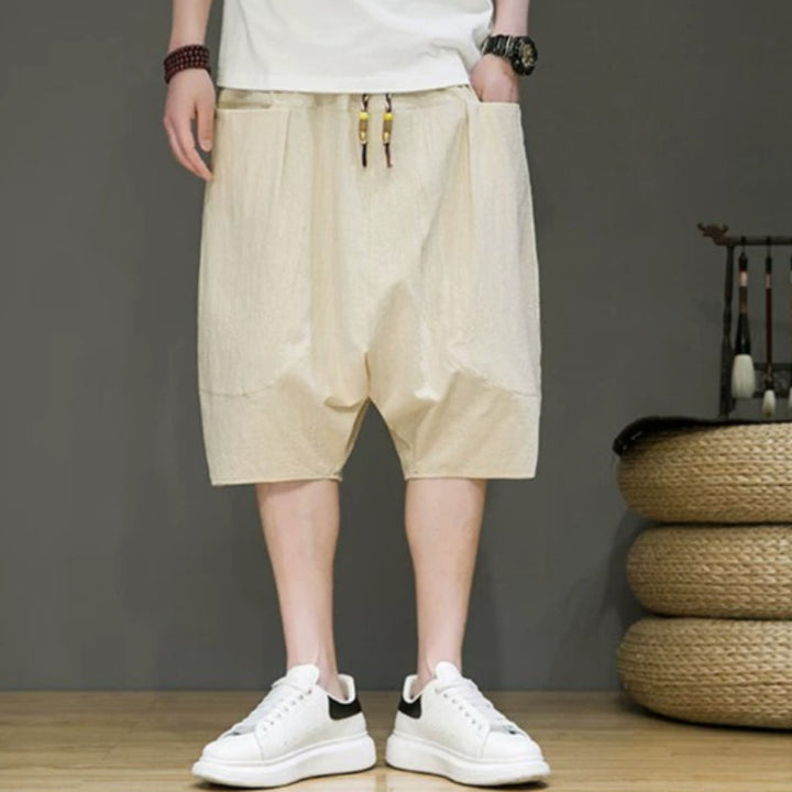 Linen Loose-fitting Low-rise Baggy Casual Shorts
