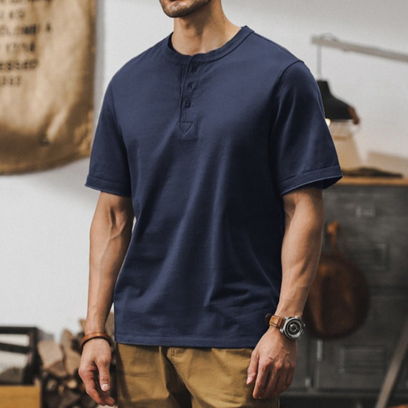 320g Heavyweight Loose Fit Henley T-Shirt