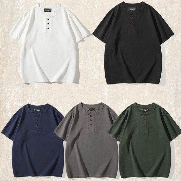 320g Heavyweight Loose Fit Henley T-Shirt