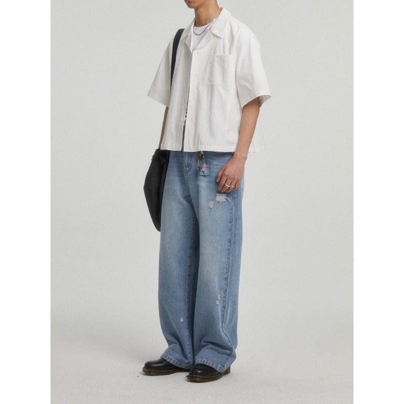 Boxy-fit Cotton Utility Short-sleeve Cotton Shirt