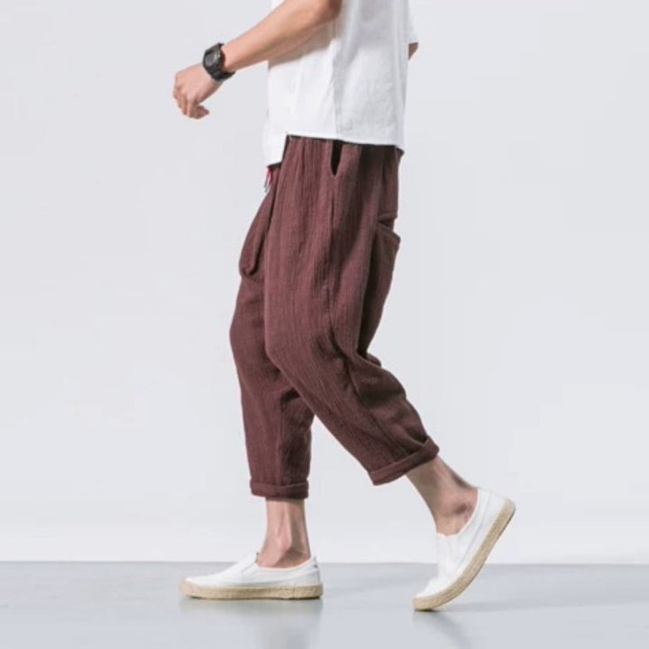 Japanese Casual Cotton and Linen Cropped Harem Pants