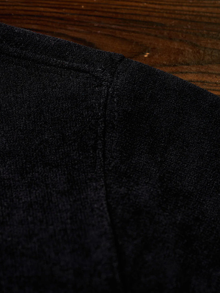 Henley Neck Fleece Sweatshirt with “KaraKu” Embroidery (Double-Sided Brushed)