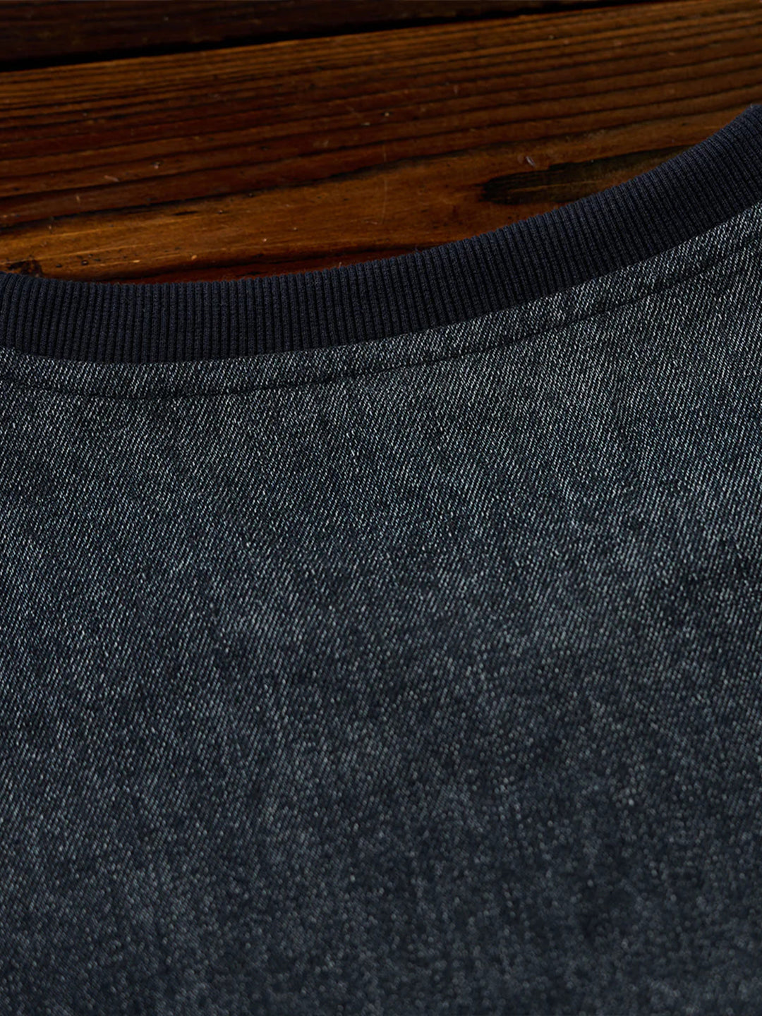 “Alley-oop” Sleeve Embroidery V-Gusset Stone-Washed Denim Sweatshirt