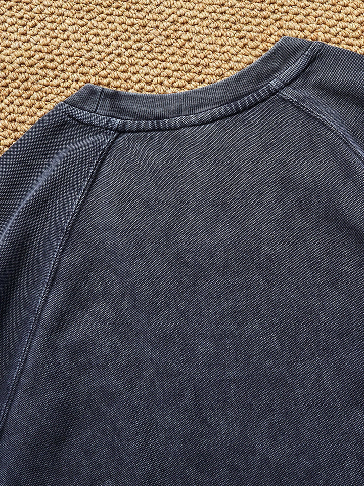 Heavyweight Washed Cotton Patch Crewneck Sweatshirt