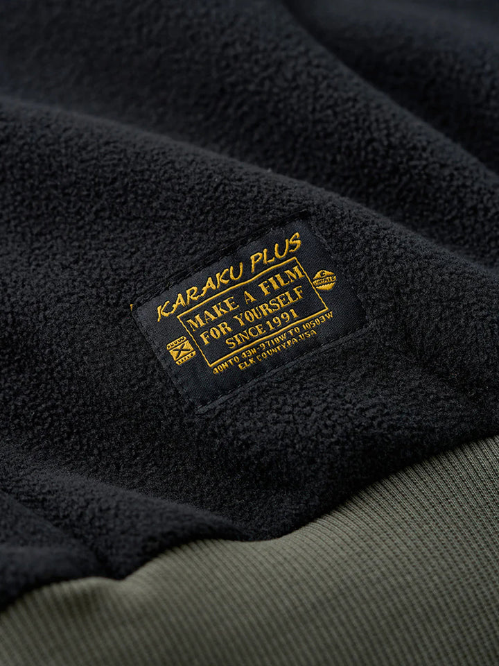 Knit-Contrast Double-Sided Brushed Fleece Hoodie