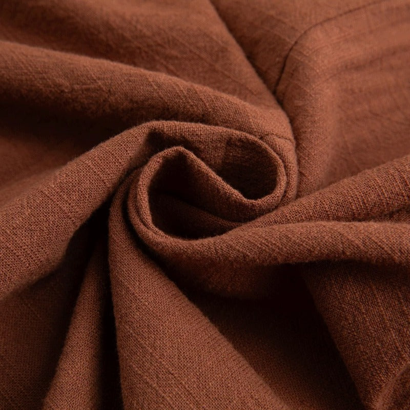 Cotton Textured Cross Collar Wrap Side Tie Loose Cardigan