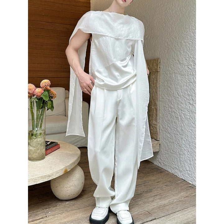 Loose-fitting Sleeveless Top with Ribbon-tie Detailing