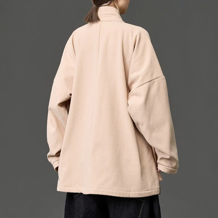 Fleece Lined Diagonal Placket Loose Hanfu Cardigan