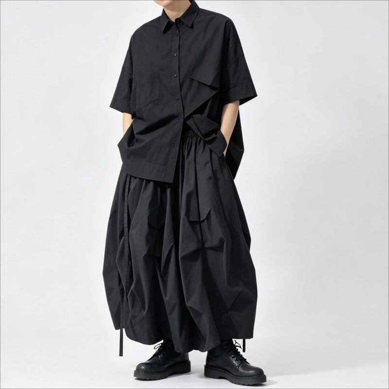 Japanese Loose High-waisted Wide-leg Skirt-Pants