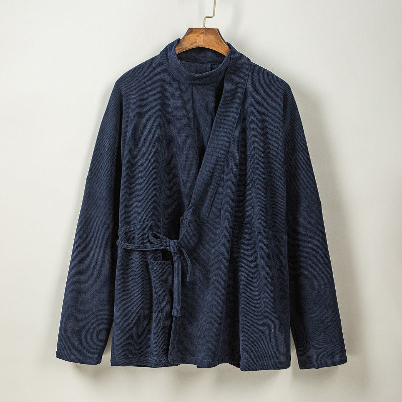 High Collar Curved Neck Long Sleeve Hanfu Cardigan Jacket