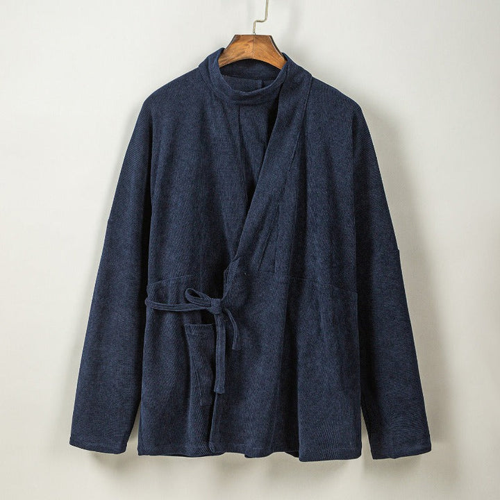 High Collar Curved Neck Long Sleeve Hanfu Cardigan Jacket