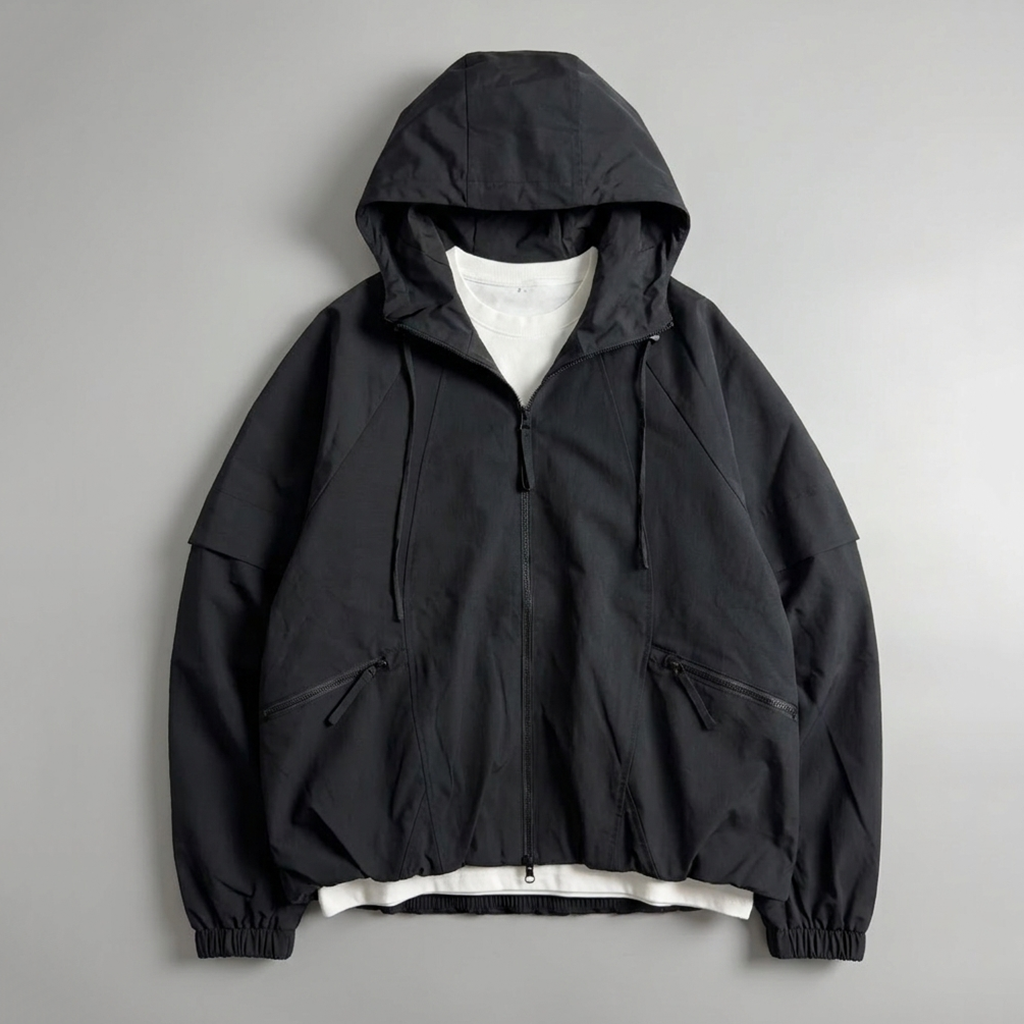 Loose-fit Cropped Hooded Jacket with 3D Tailoring