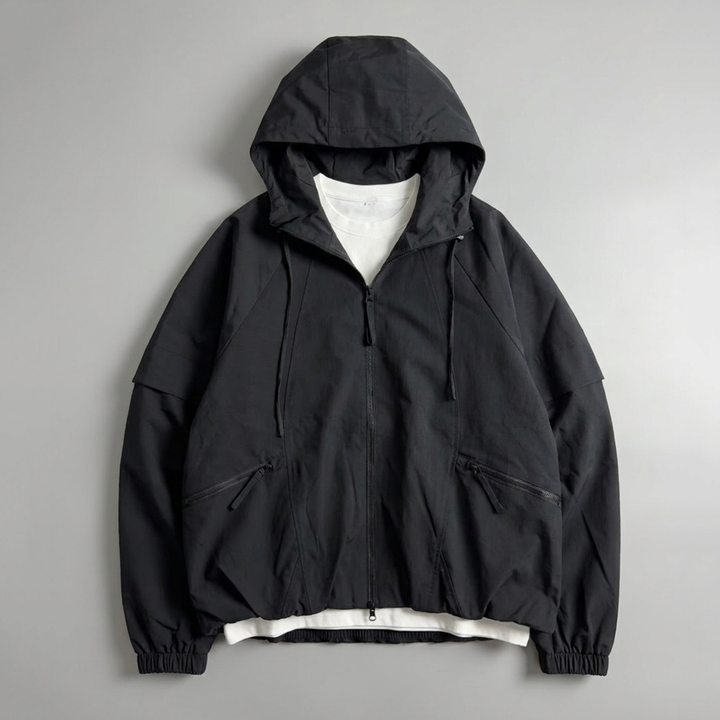 Loose-fit Cropped Hooded Jacket with 3D Tailoring