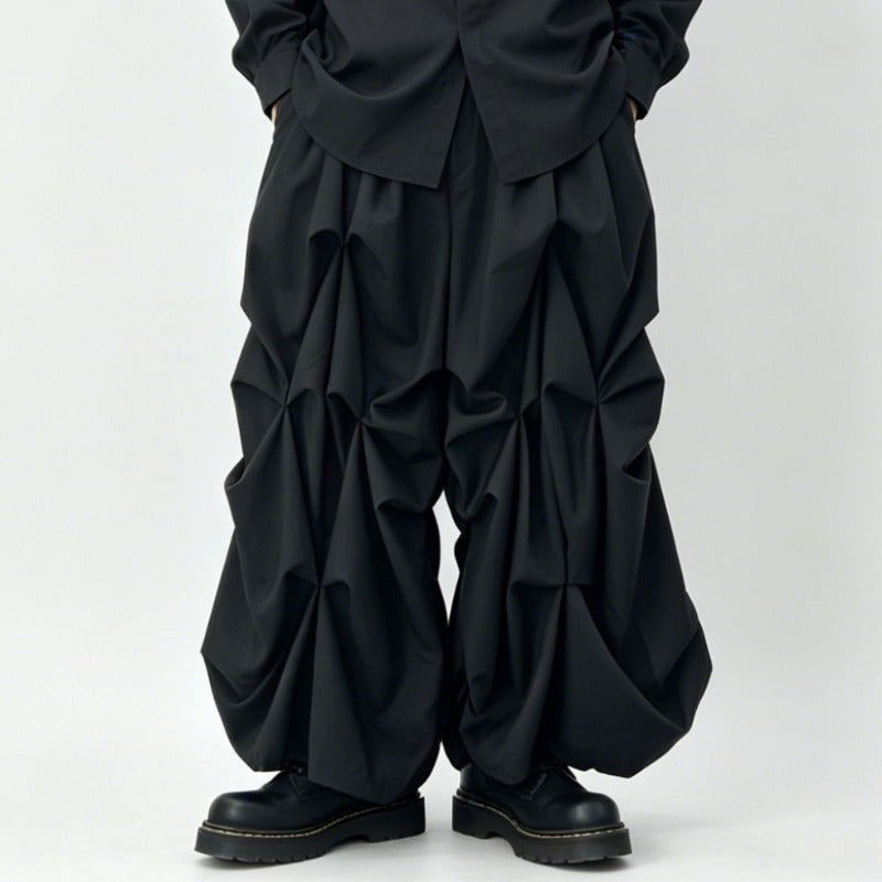Japanese High-waist Loose Pleated Wide-leg Cropped Skirt-pants