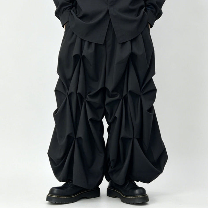 Japanese High-waist Loose Pleated Wide-leg Cropped Skirt-pants