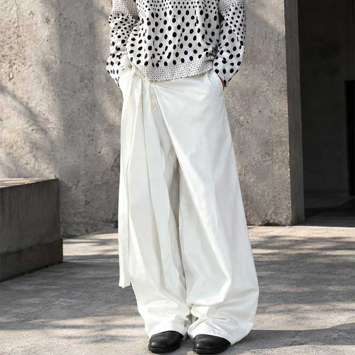 Lace-up A-line Straight Leg Thickened Loose Casual Pants