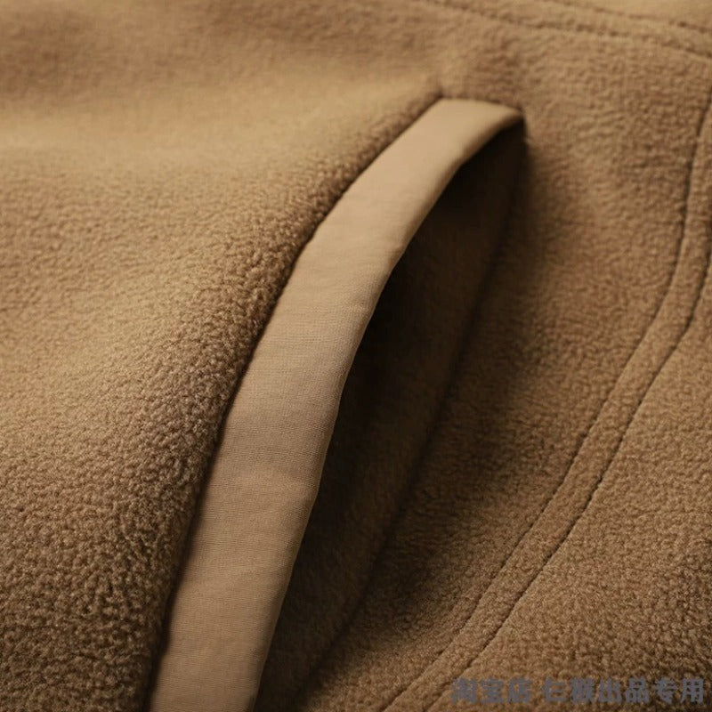 Japanese Reversible Work Jacket Windproof Waterproof Stand Collar Fleece Lined Warm Sherpa Coat