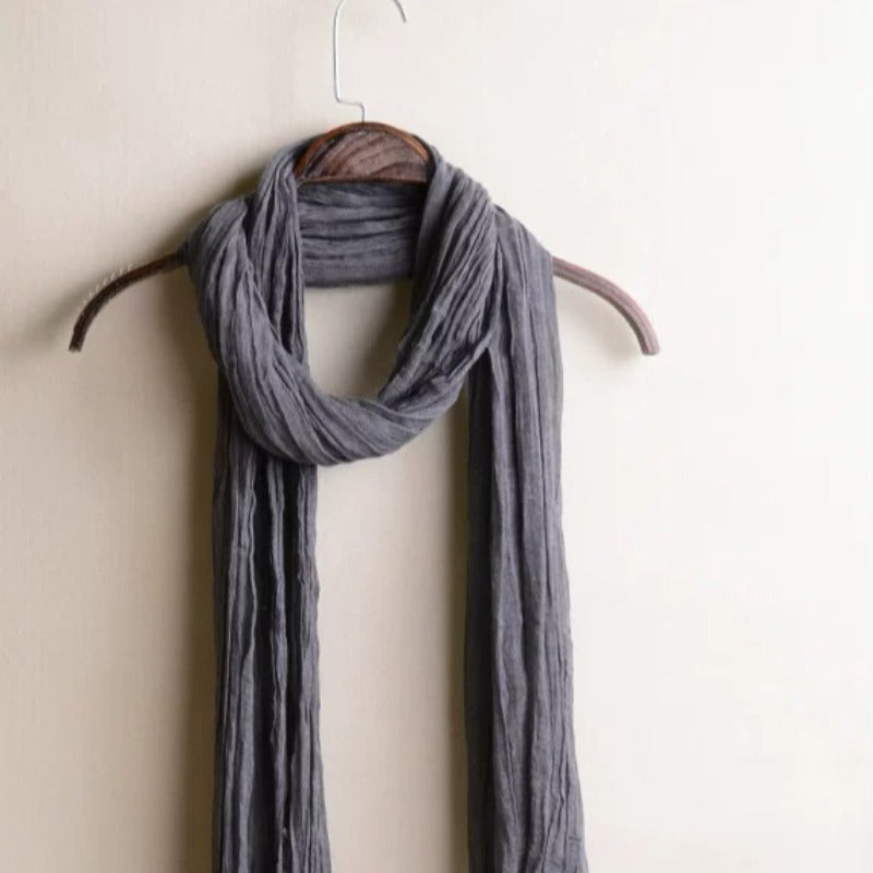 Lightweight Long Thin Cotton Linen Skinny Neck Scarf