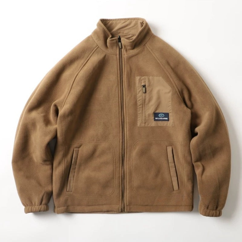 Japanese Reversible Work Jacket Windproof Waterproof Stand Collar Fleece Lined Warm Sherpa Coat