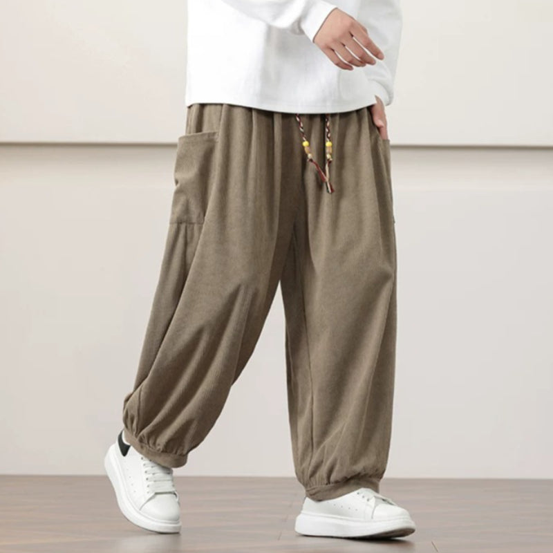 Corduroy Side Pocket Loose Wide-leg Casual Pants
