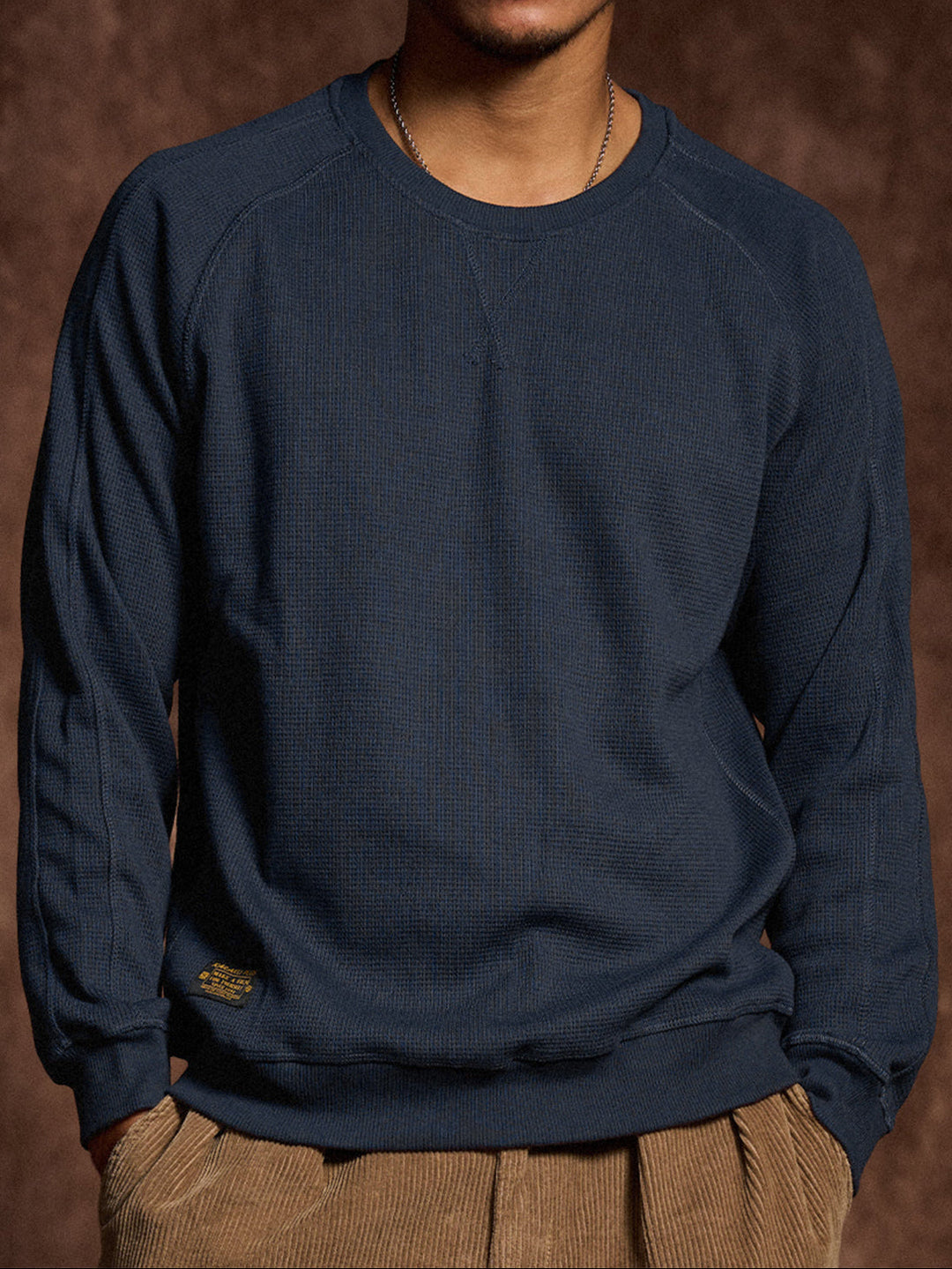 380g Waffle Knit Raglan Pullover Sweatshirt