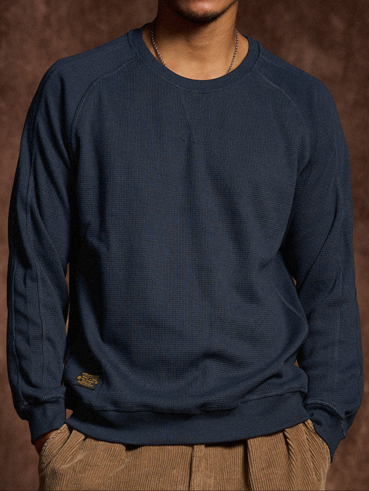 380g Waffle Knit Raglan Pullover Sweatshirt