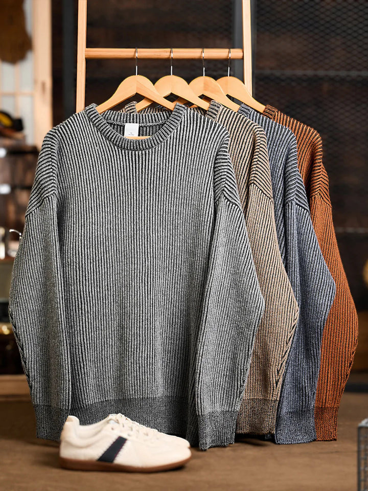 Wool-Blend Ribbed Knit Sweater