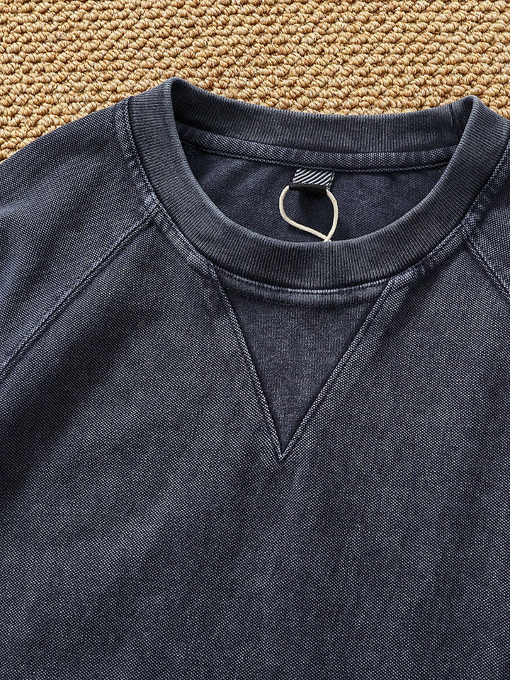 Heavyweight Washed Cotton Patch Crewneck Sweatshirt